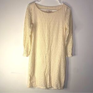 Banana Republic Long Sleeve Cream Off White Lace Mini Dress Size 2 Graduation